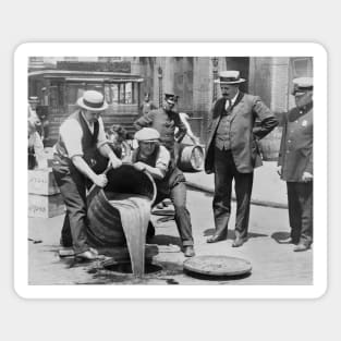 Police Raiding Bootleg Liquor, 1921. Vintage Photo Magnet